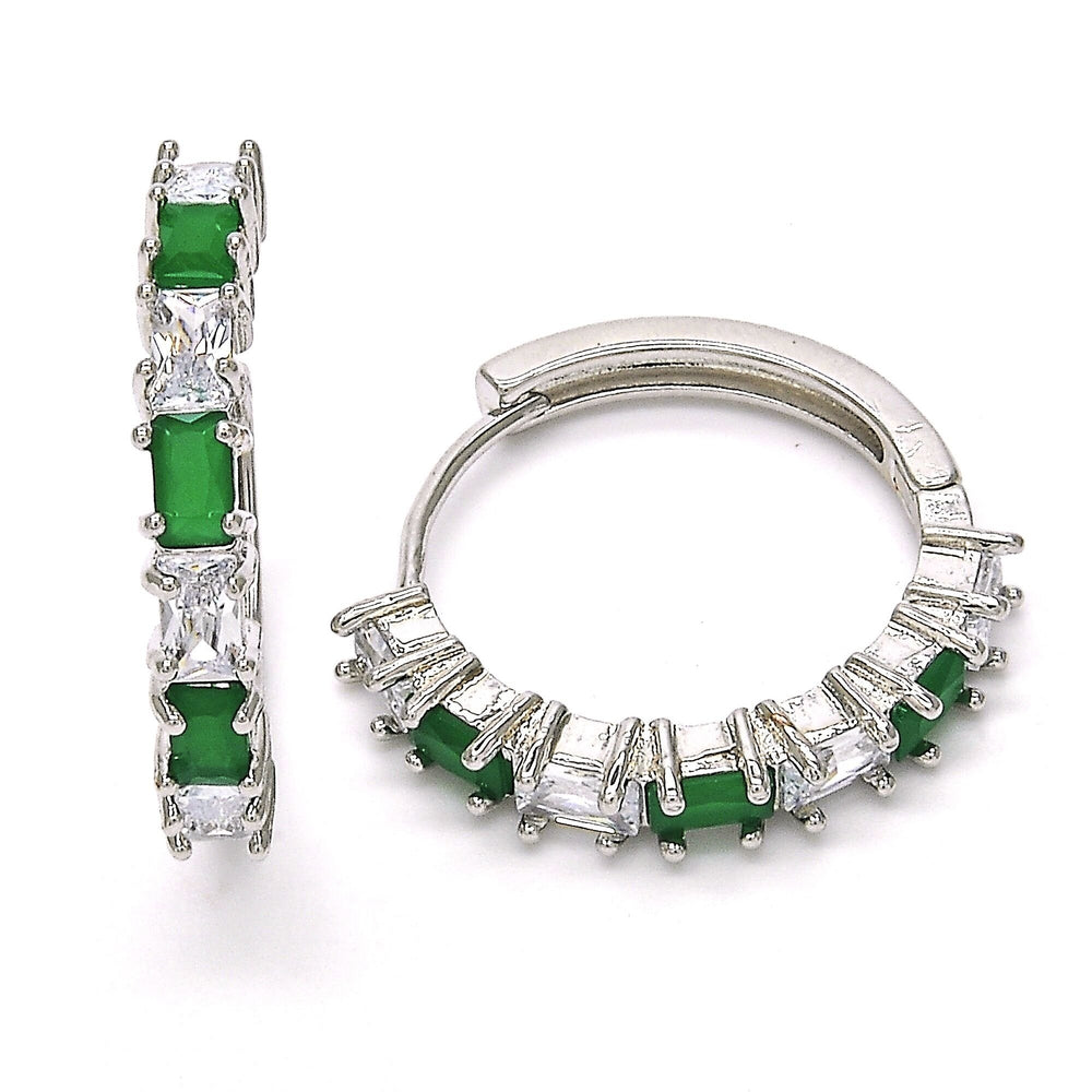 STERLING SILVER Filled High Polish Finsh LAB CREATED Emerald EARRINGS Image 2