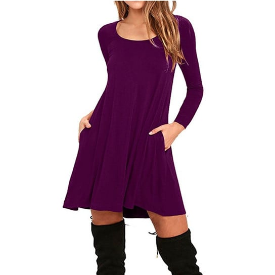 Solid Color Casual Swing Dress Image 4