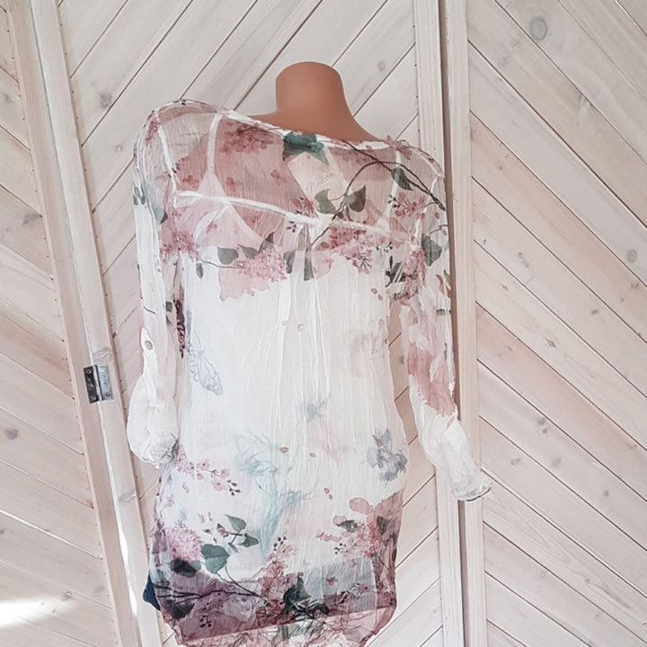 Floral Printed Button  Chiffon T-Shirt Image 3