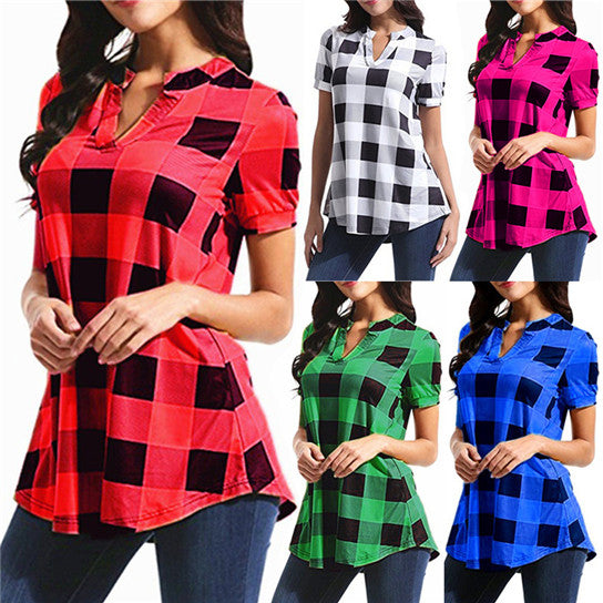 Plaid Casual Short Sleeve Shirt Image 1