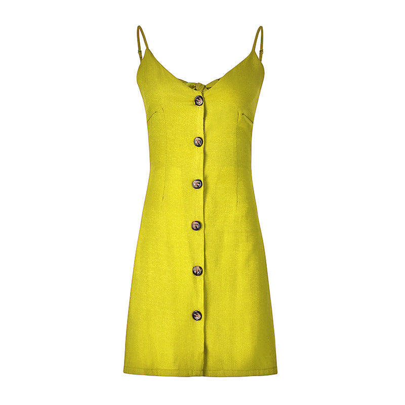 6-color Single-breasted Back Strap Dress Image 4