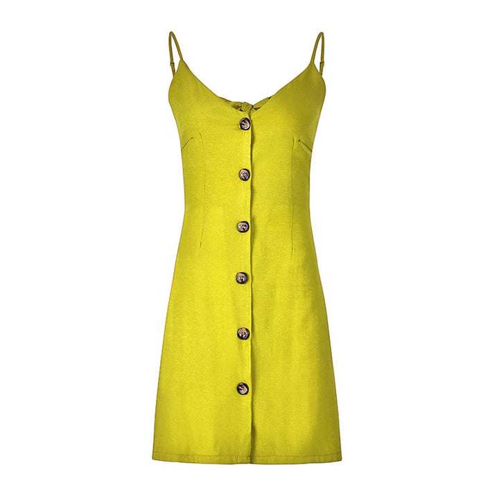 6-color Single-breasted Back Strap Dress Image 1