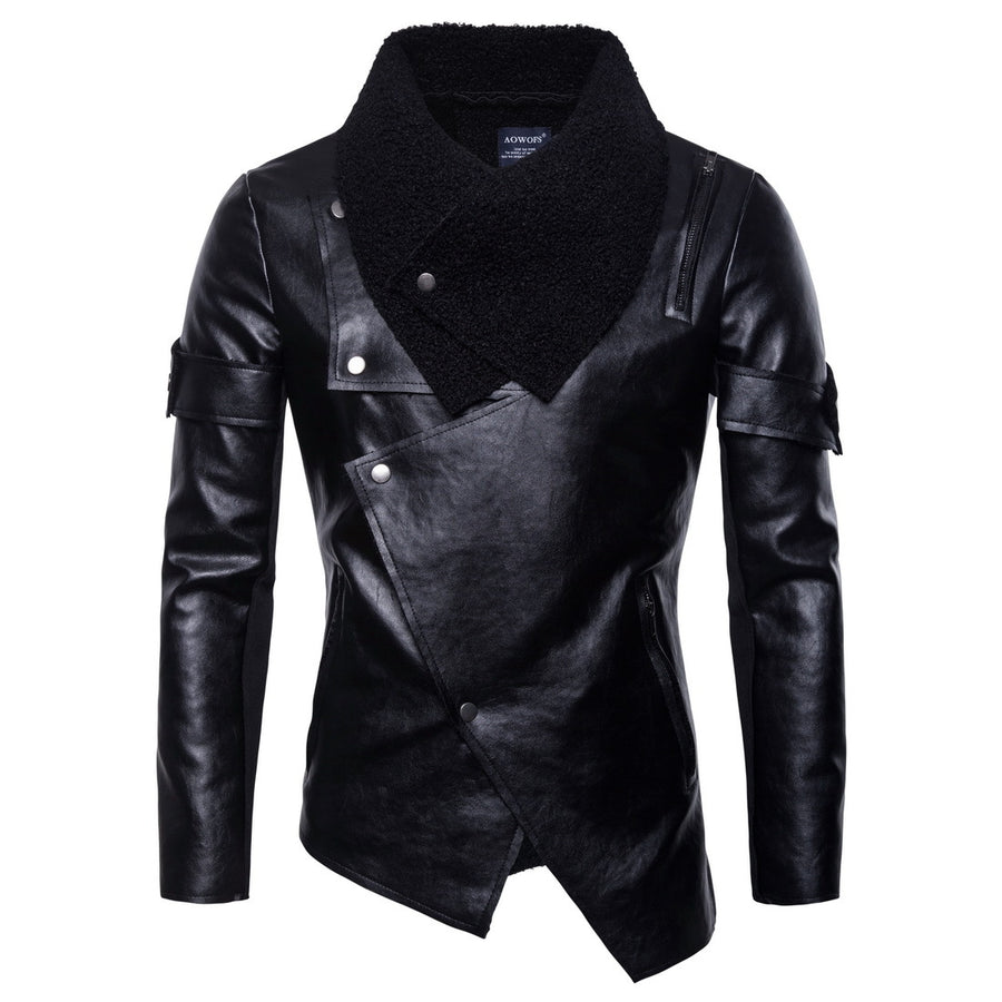 Personality Irregular Punk Leather Jacket Image 1