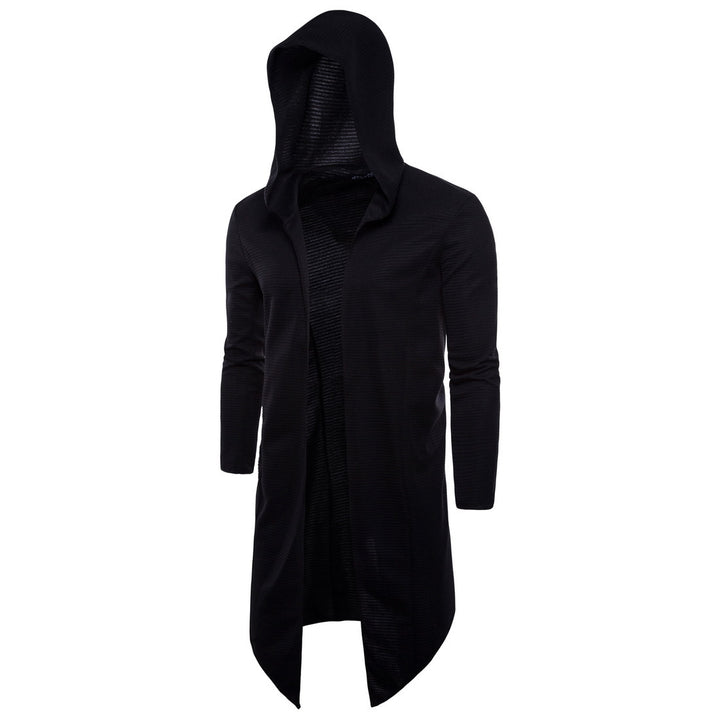 Mid-length Unbuttoned Trench Coat Hooded Cloak Image 3