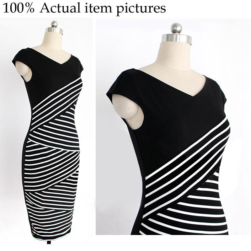 Female Striped Stitching Dress Image 2