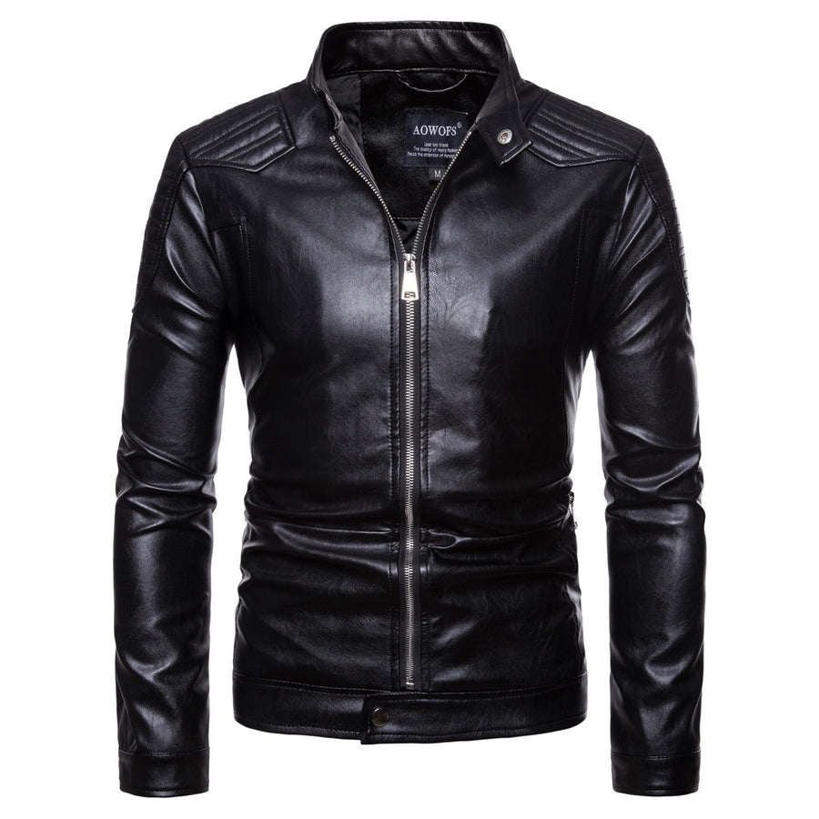 Mens Motorcycle Leather Coat Large Size Image 1