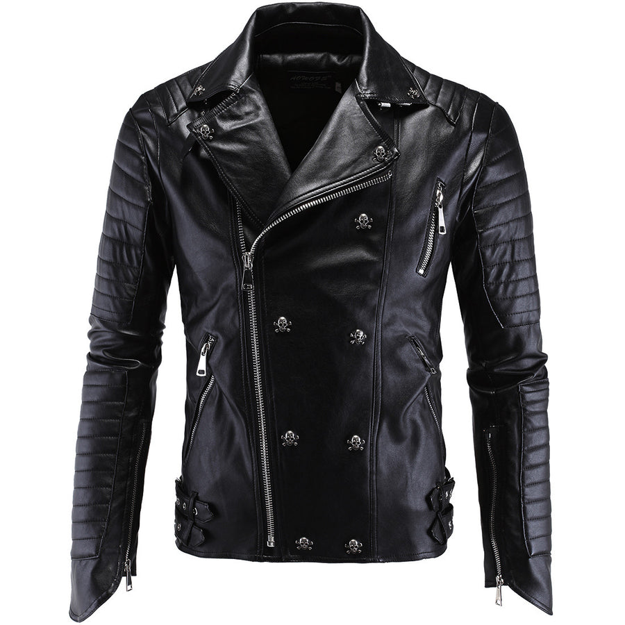 Mens Two-Breasted Leather Jacket Image 1