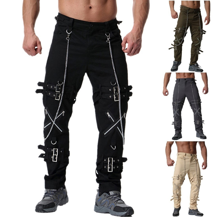 4-color Youth Mens Personality Zipper Casual Ppants Image 1