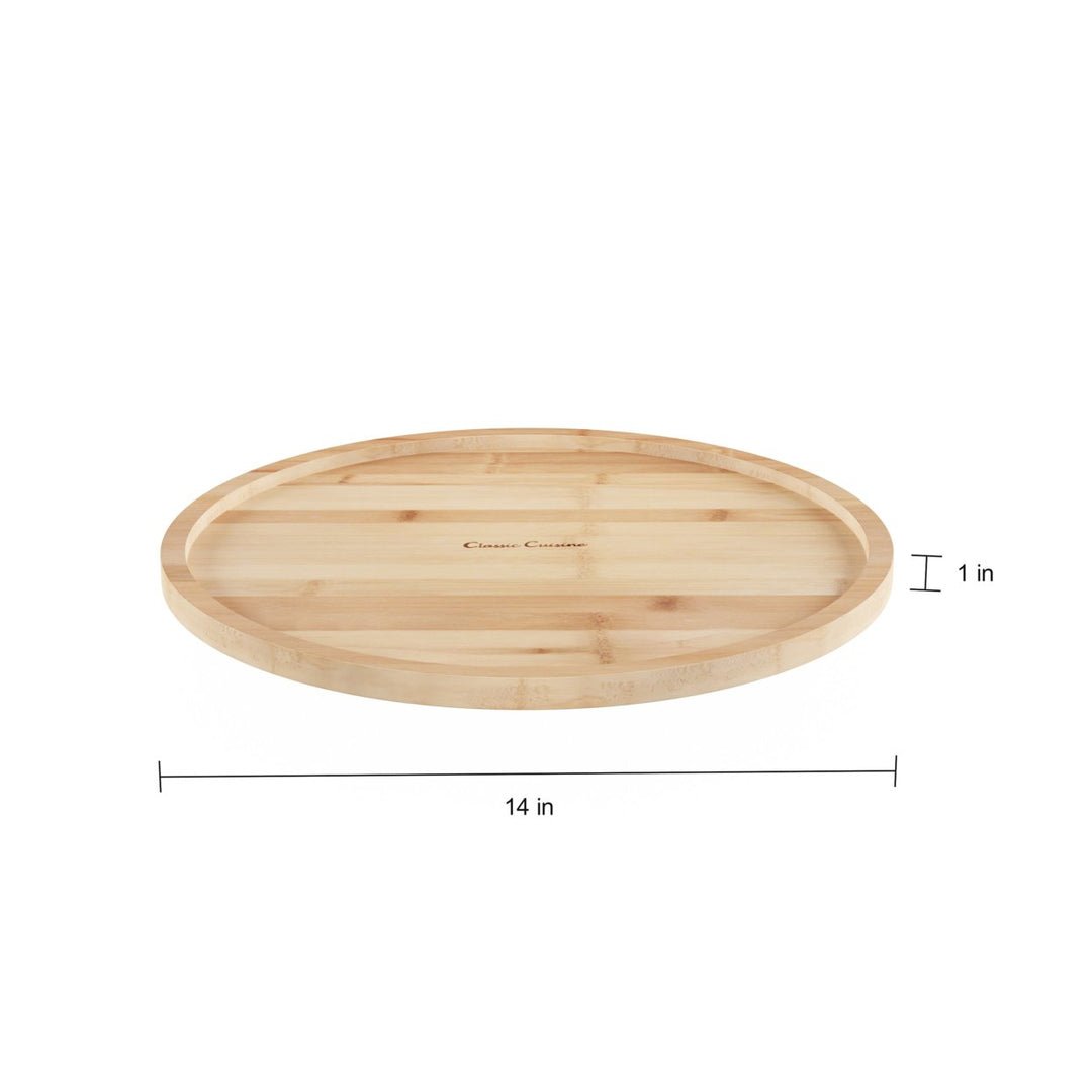 Bamboo Lazy Susan 14 Inch Round Kitchen Turntable Organizer 360 Degree Rotating Image 3