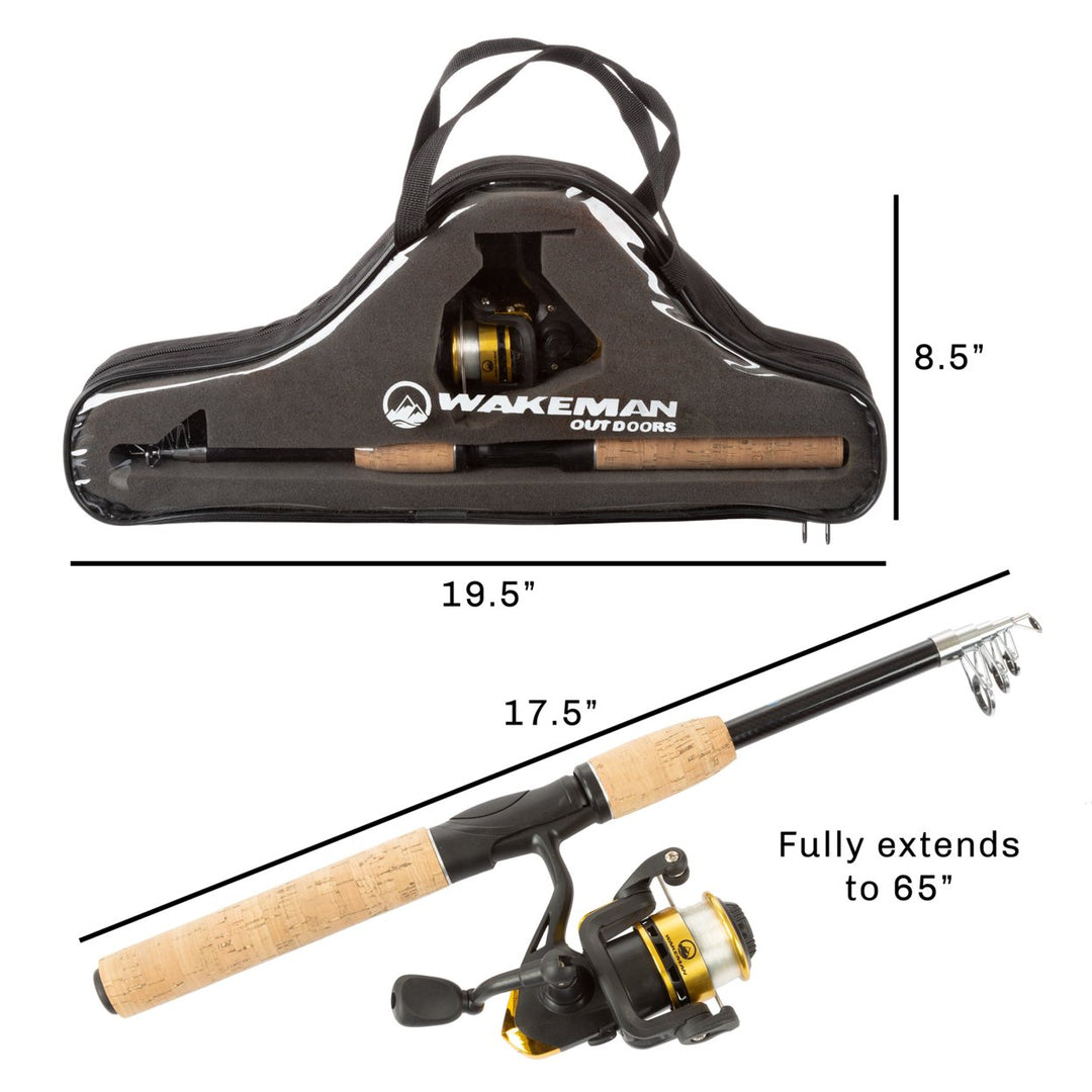 Telescopic Fishing Pole 5.5ft Carbon Fiber Cork Rod Reel Combo Carry Case Image 3