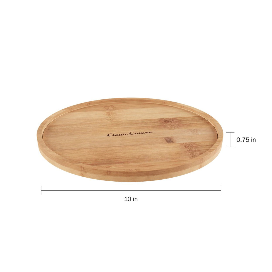 All-Natural Bamboo Lazy Susan Turntable 10 Inch Round Kitchen Organizer Image 3