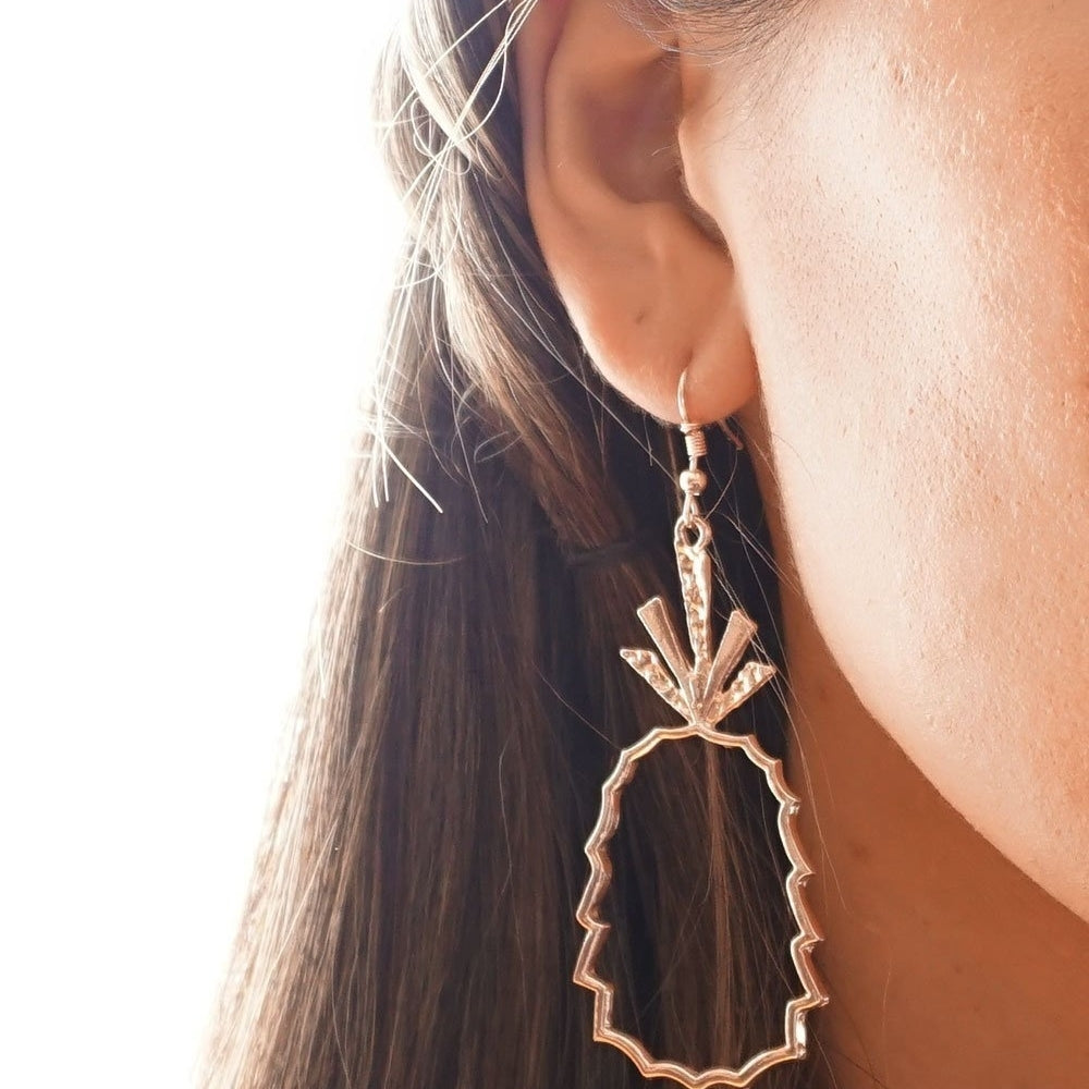 Battered Gold Pineapple Earrings Image 1