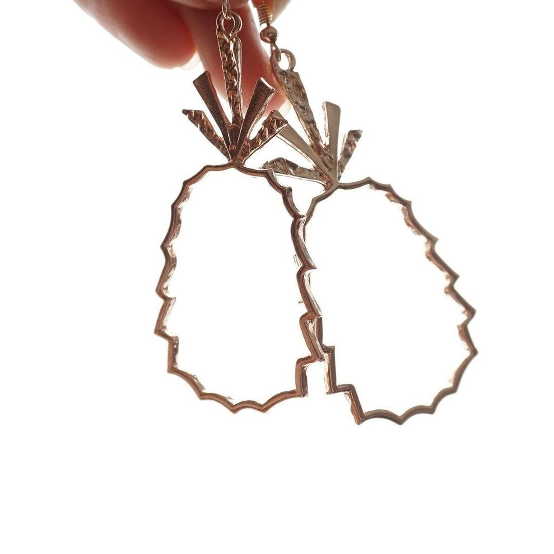 Battered Gold Pineapple Earrings Image 2