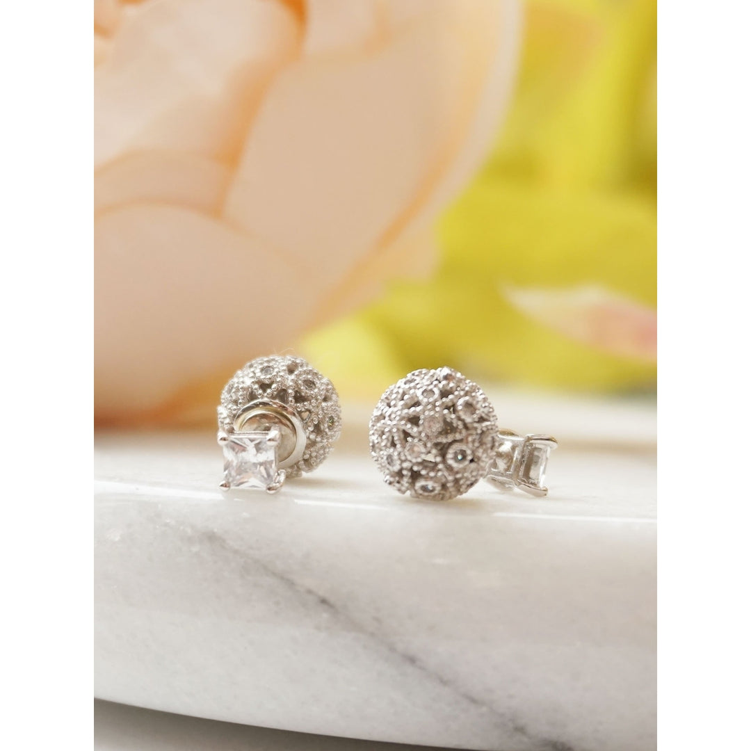 Filigree Hollow Ball Front Back Earrings Image 1