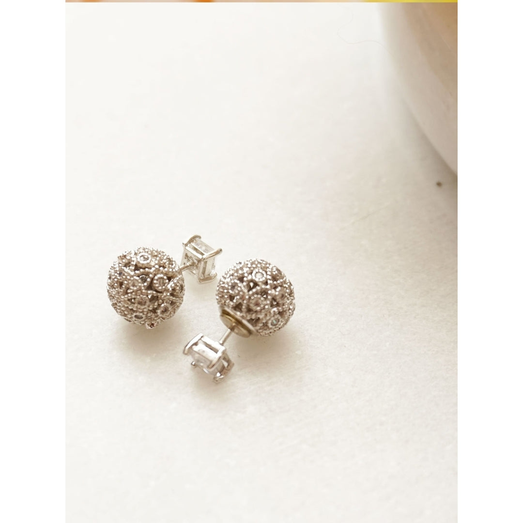 Filigree Hollow Ball Front Back Earrings Image 4