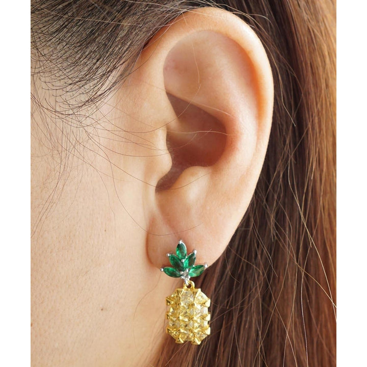 Golden Pineapple Earrings Image 1