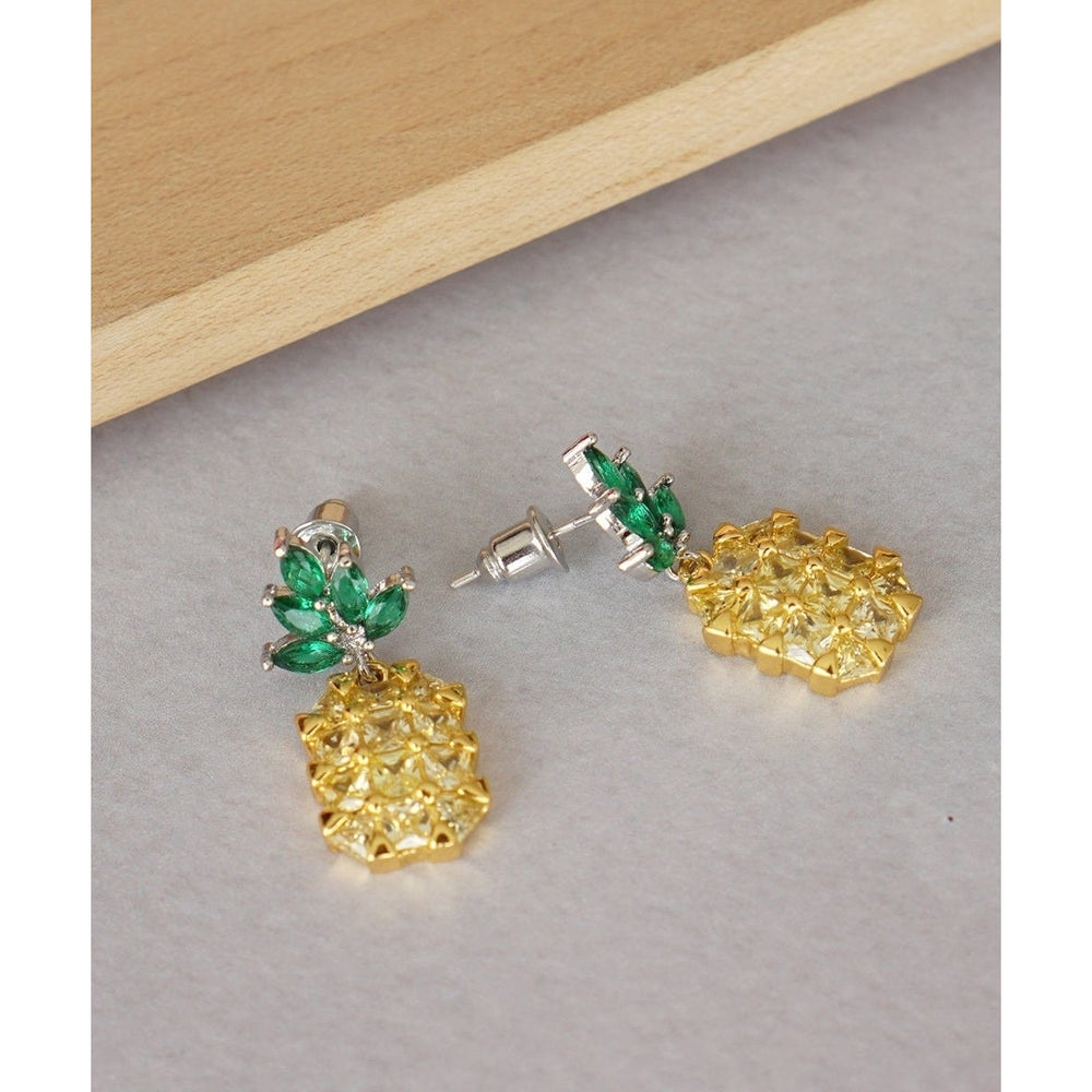 Golden Pineapple Earrings Image 2