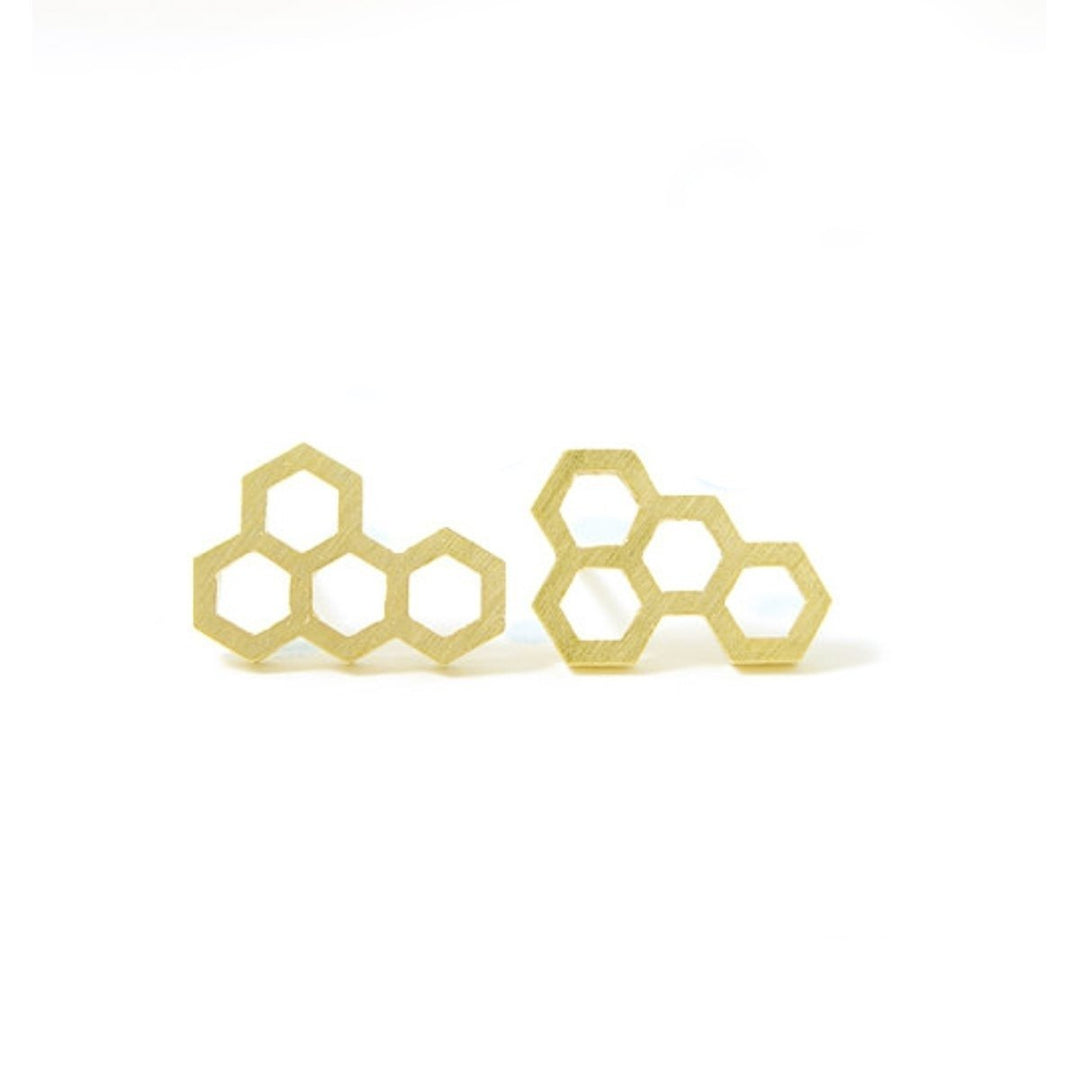 Honeycomb Stud Earrings Image 1