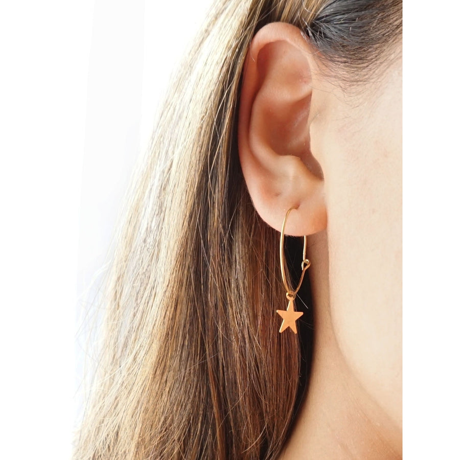 Little Charm Star Hoop Earrings Image 1