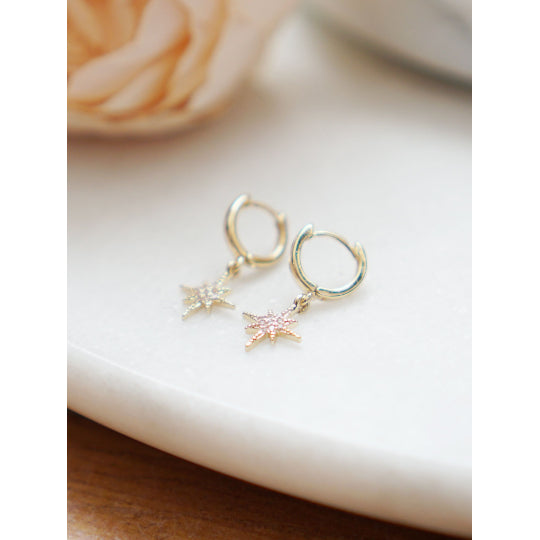 Kira Tiny Star Little Hoop Earrings Image 3