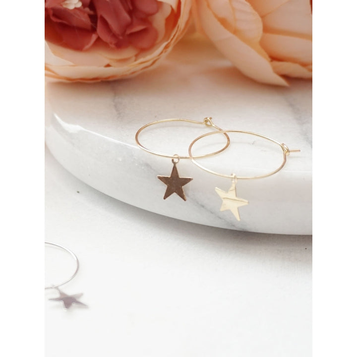 Little Charm Star Hoop Earrings Image 2