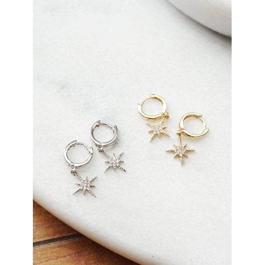 Kira Tiny Star Little Hoop Earrings Image 6