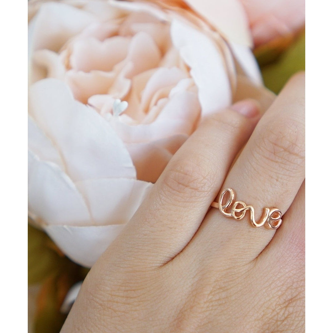 Love in Cursive Handwriting Ring Image 1