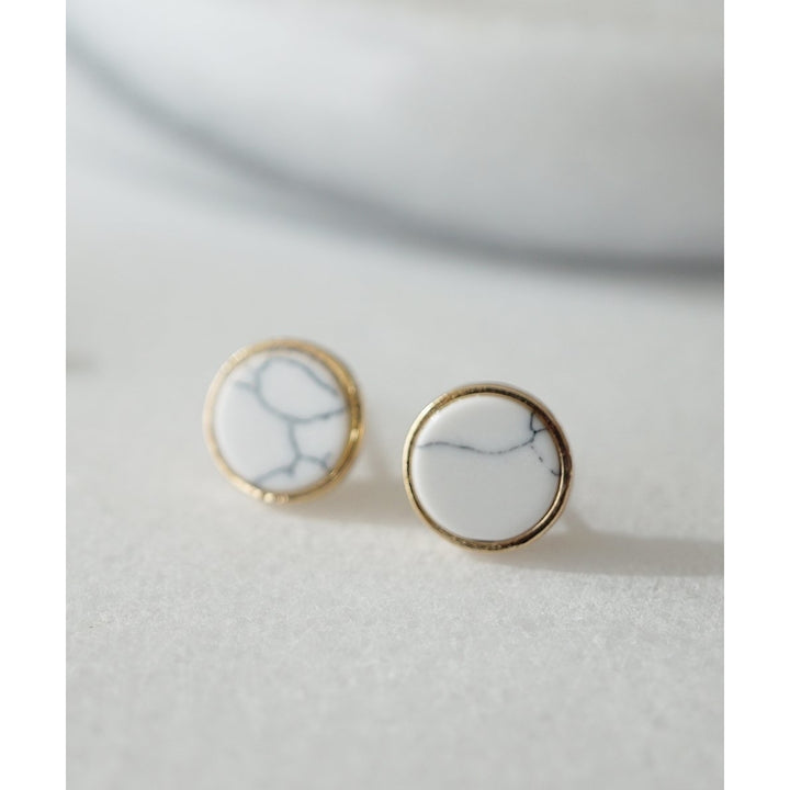 Marble Stud Earrings Image 2