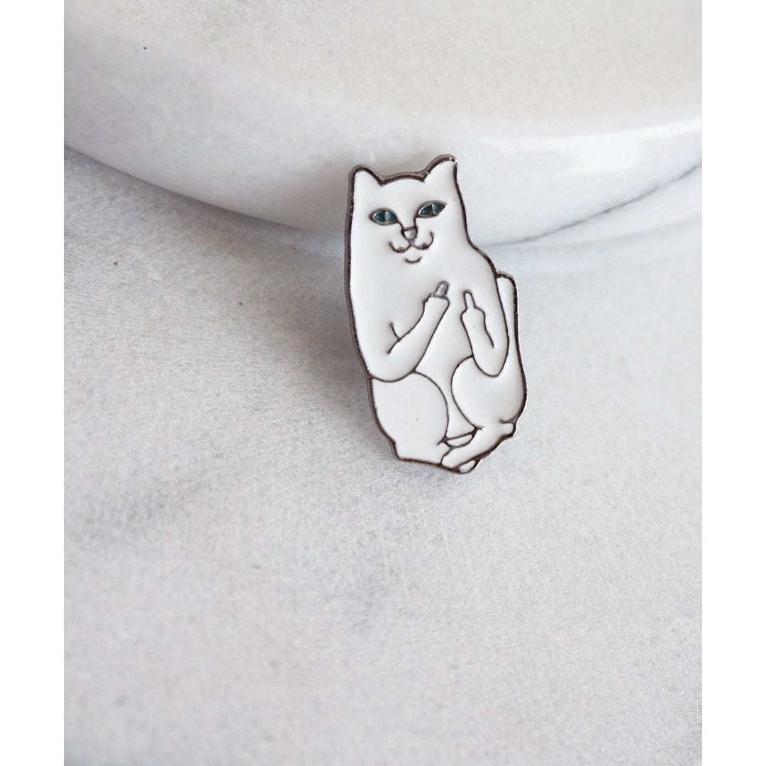 Middle Finger Sassy Cat Pin Image 3