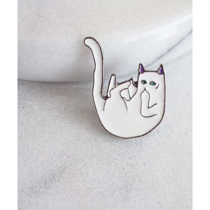 Middle Finger Sassy Cat Pin Image 4