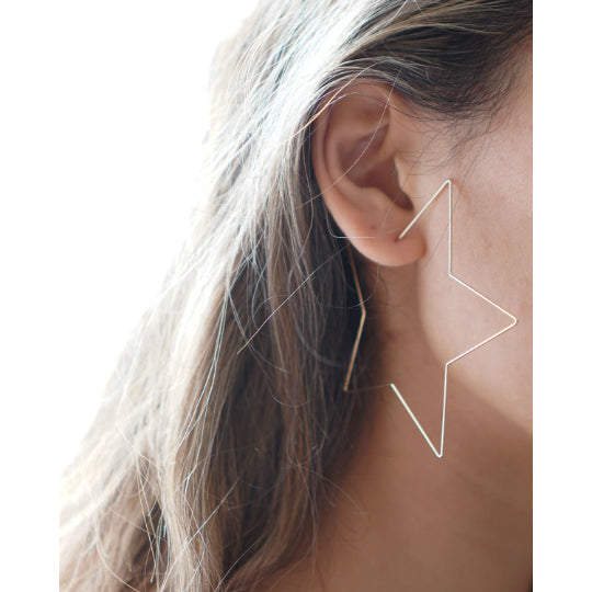 Minimalist Simple Star Hoop Earrings Image 1