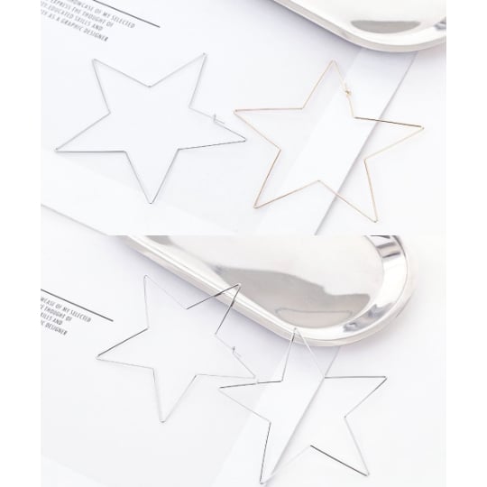 Minimalist Simple Star Hoop Earrings Image 2