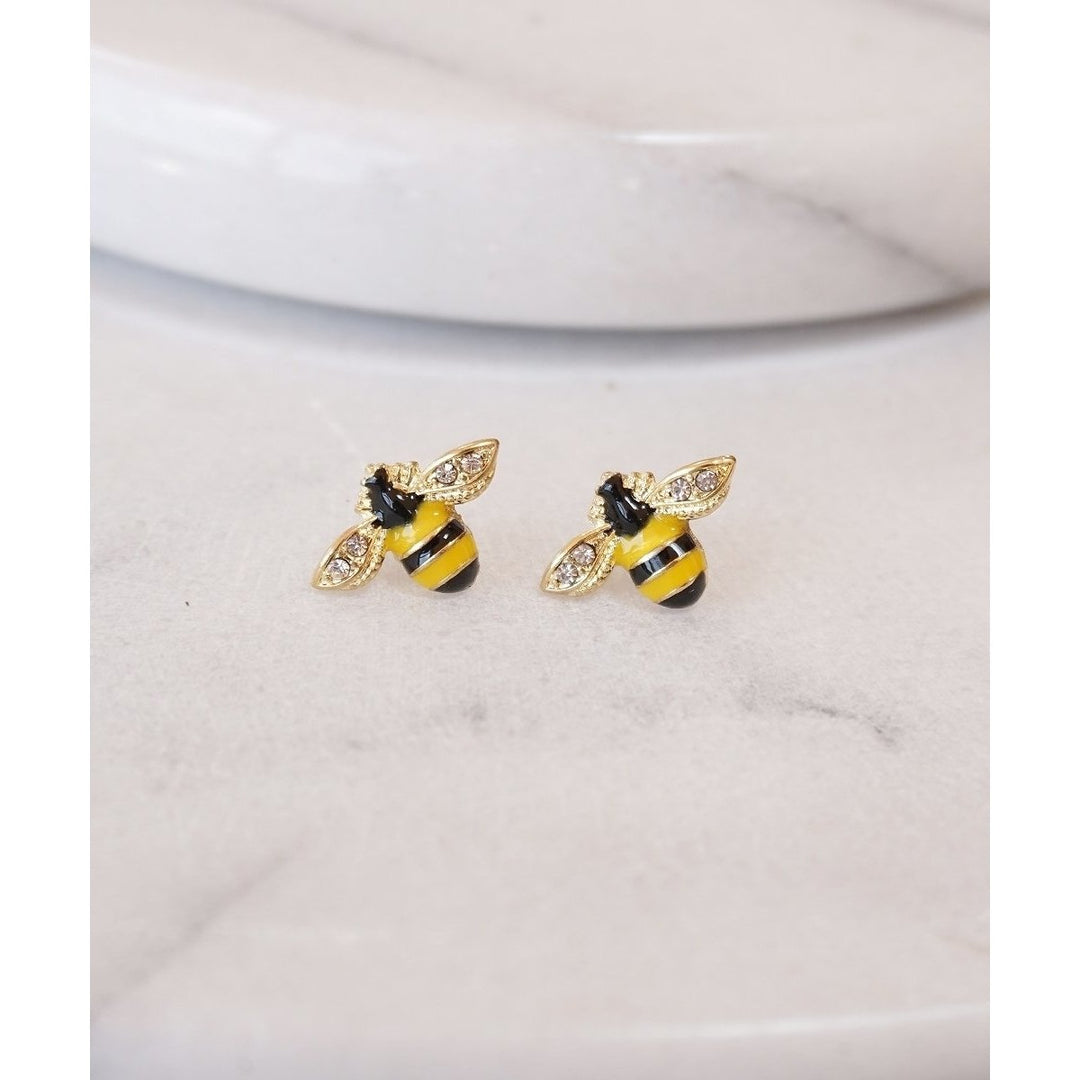 Painted Bumblebee Earrings Image 1