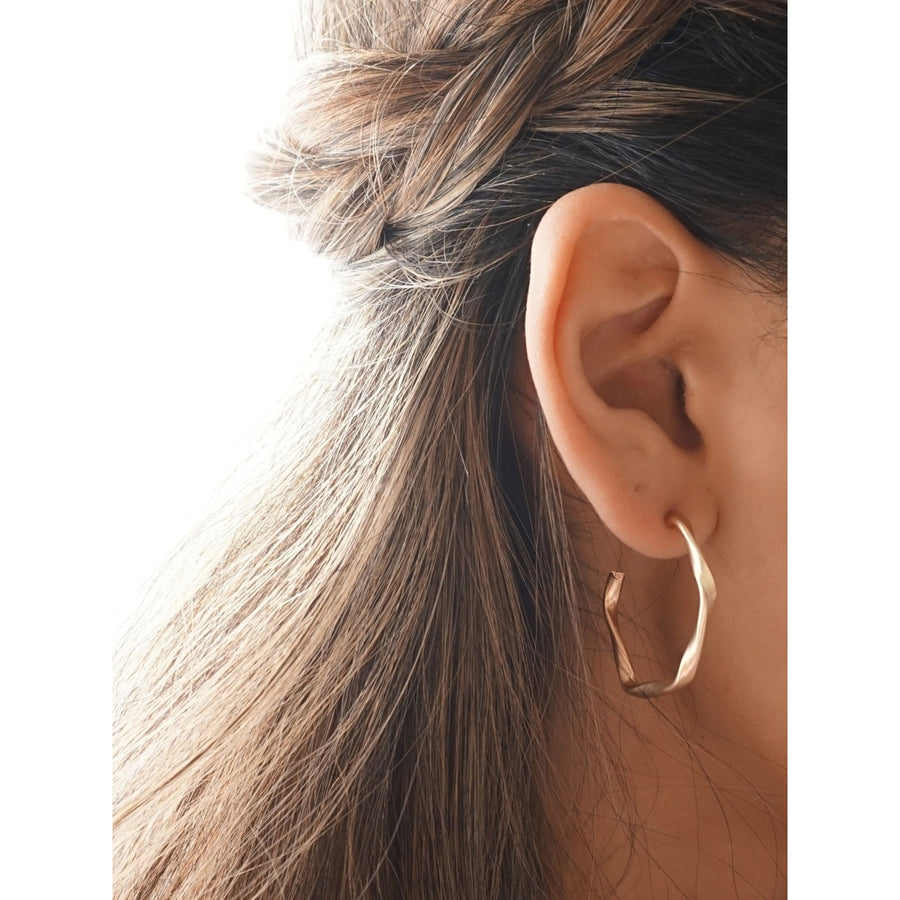 Modern Minimalist Curvy Hoop Earrings Image 1