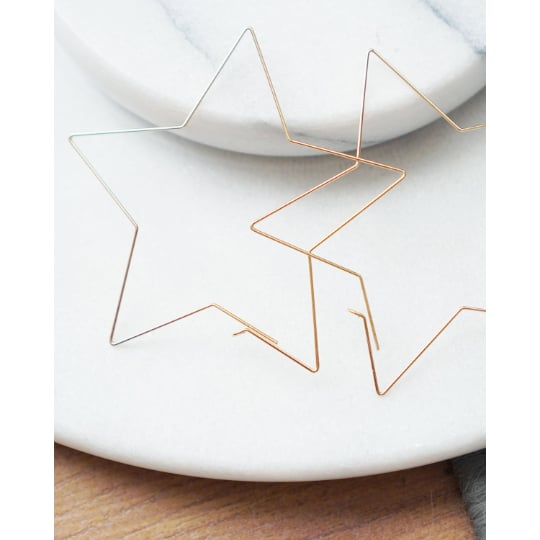 Minimalist Simple Star Hoop Earrings Image 4