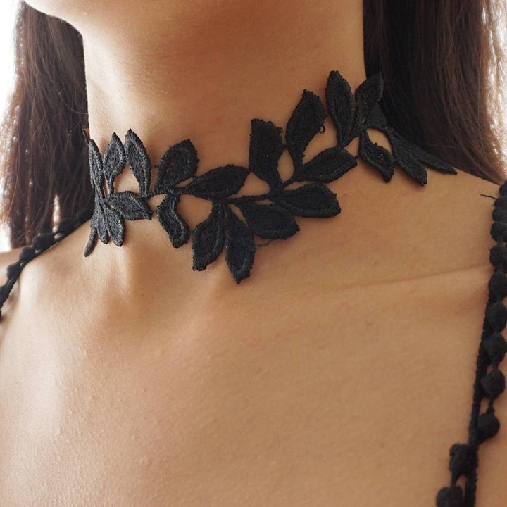 Reversible Gold Trim Wide Black Lace Choker Thick Floral Intricate Lace Choker Gothic Victorian Lace Choker Necklace Image 4