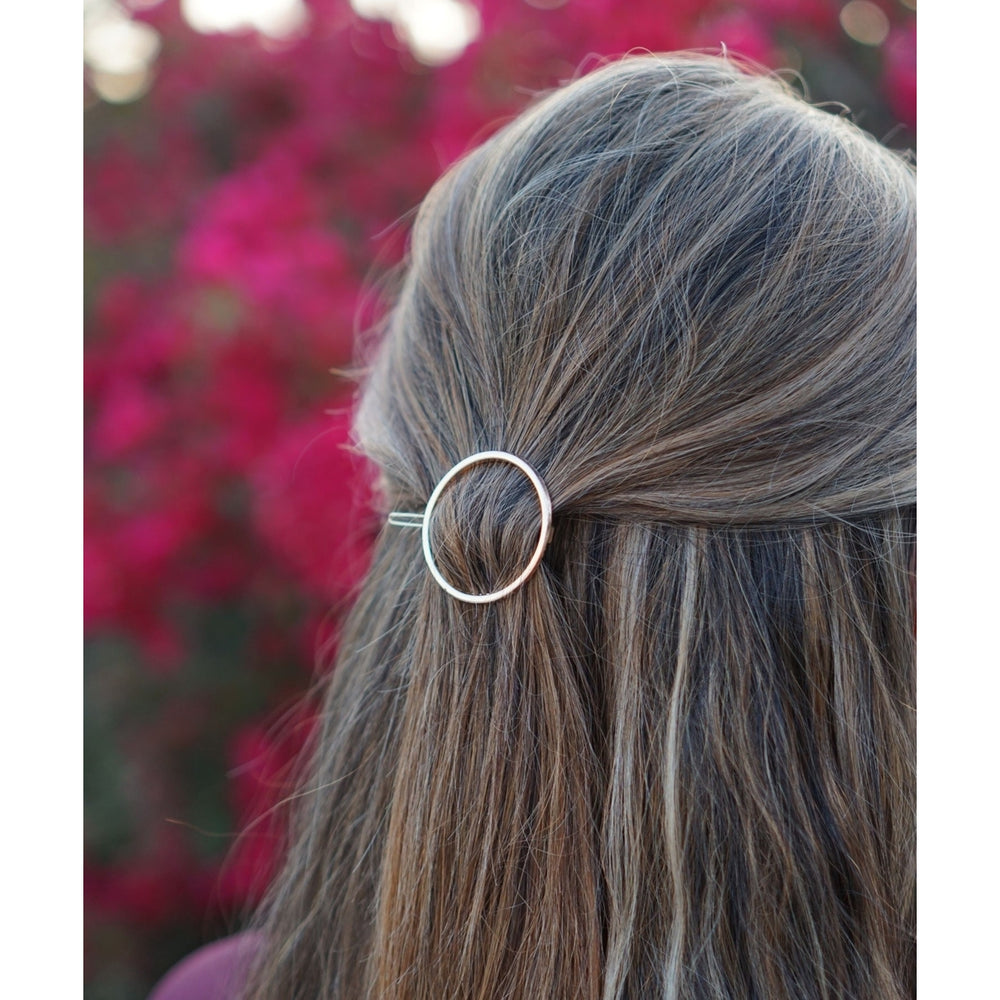 Simple Innocent Round Gold Silver Hair Pin Image 2