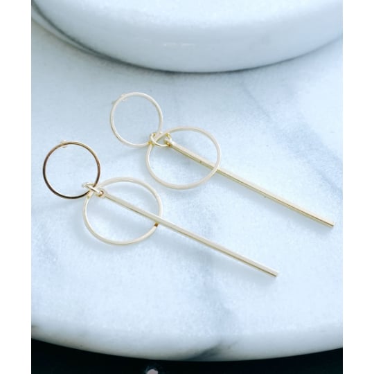 Simple Geometric Circle and Line Earrings Image 2