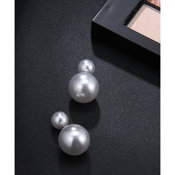 Snowball Double Pearl Earrings Image 2