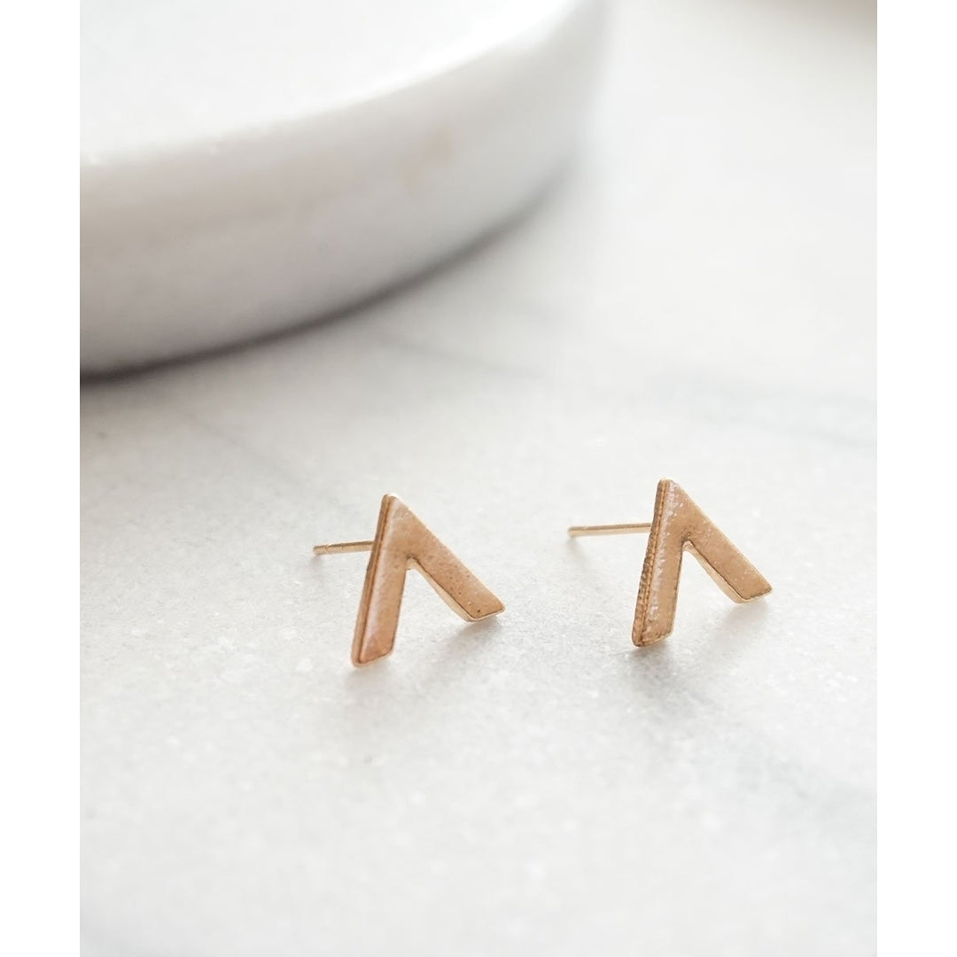 Tiny V Stud Earrings Image 2