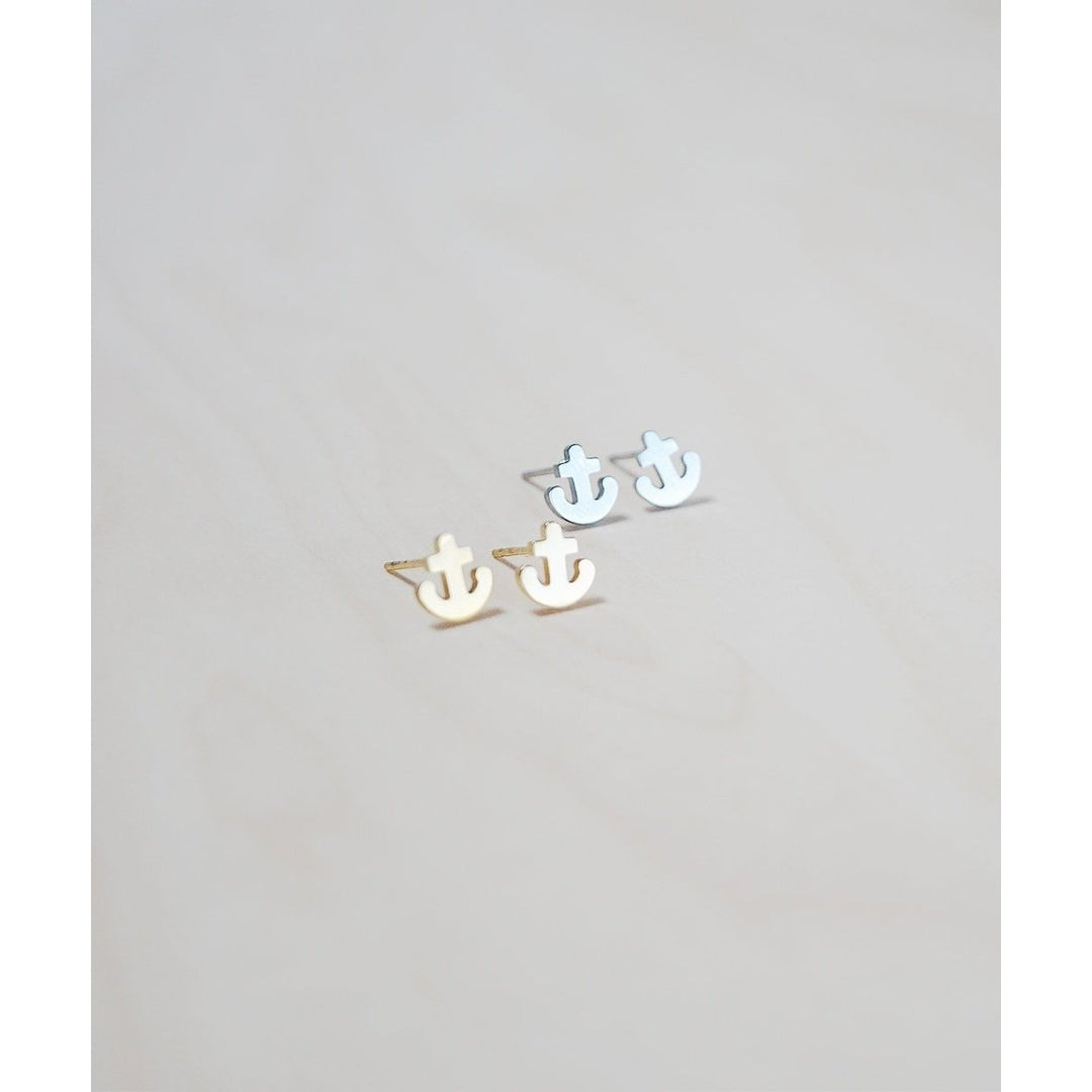 Tiny Little Anchor Stainless Steel Earrings Image 1