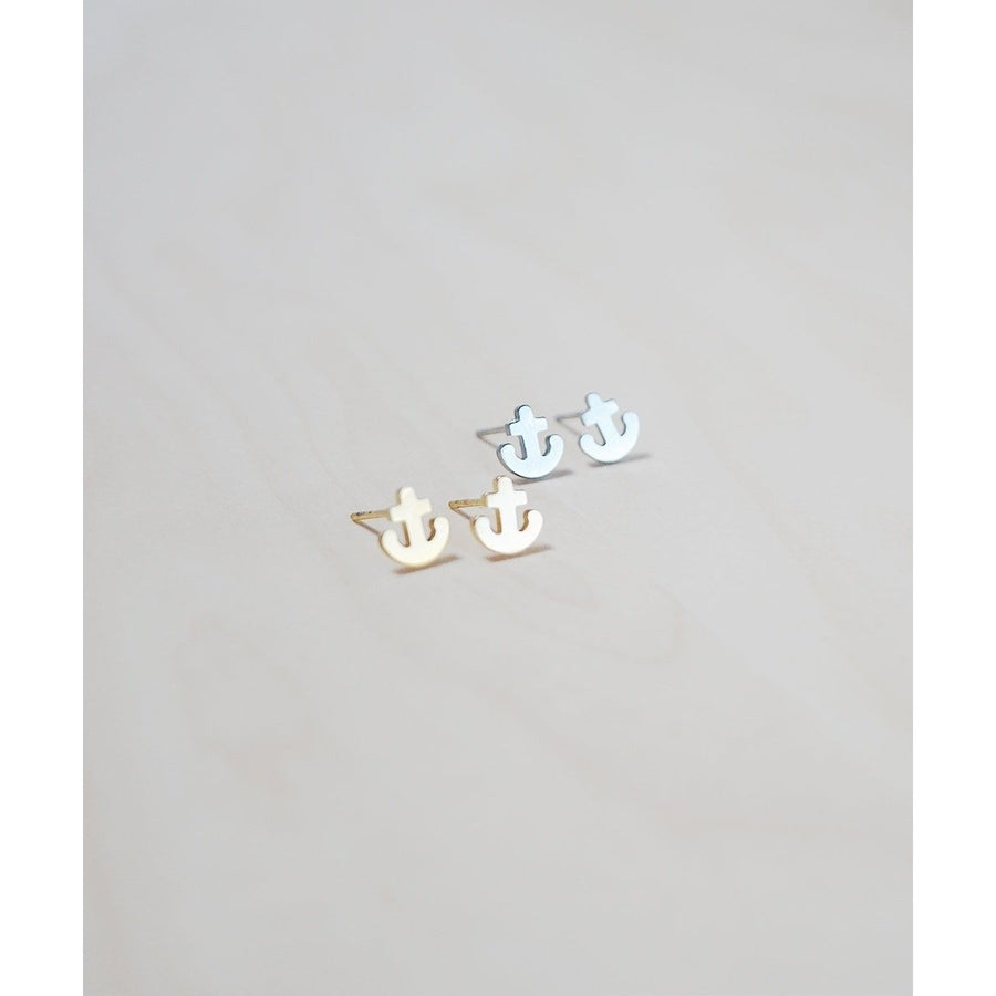 Tiny Little Anchor Stainless Steel Earrings Image 1