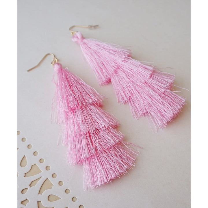 Tiered Tassel Earrings Image 2