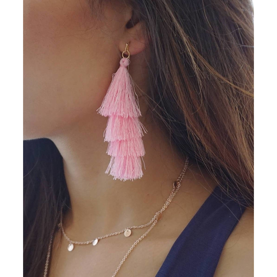 Tiered Tassel Earrings Image 3