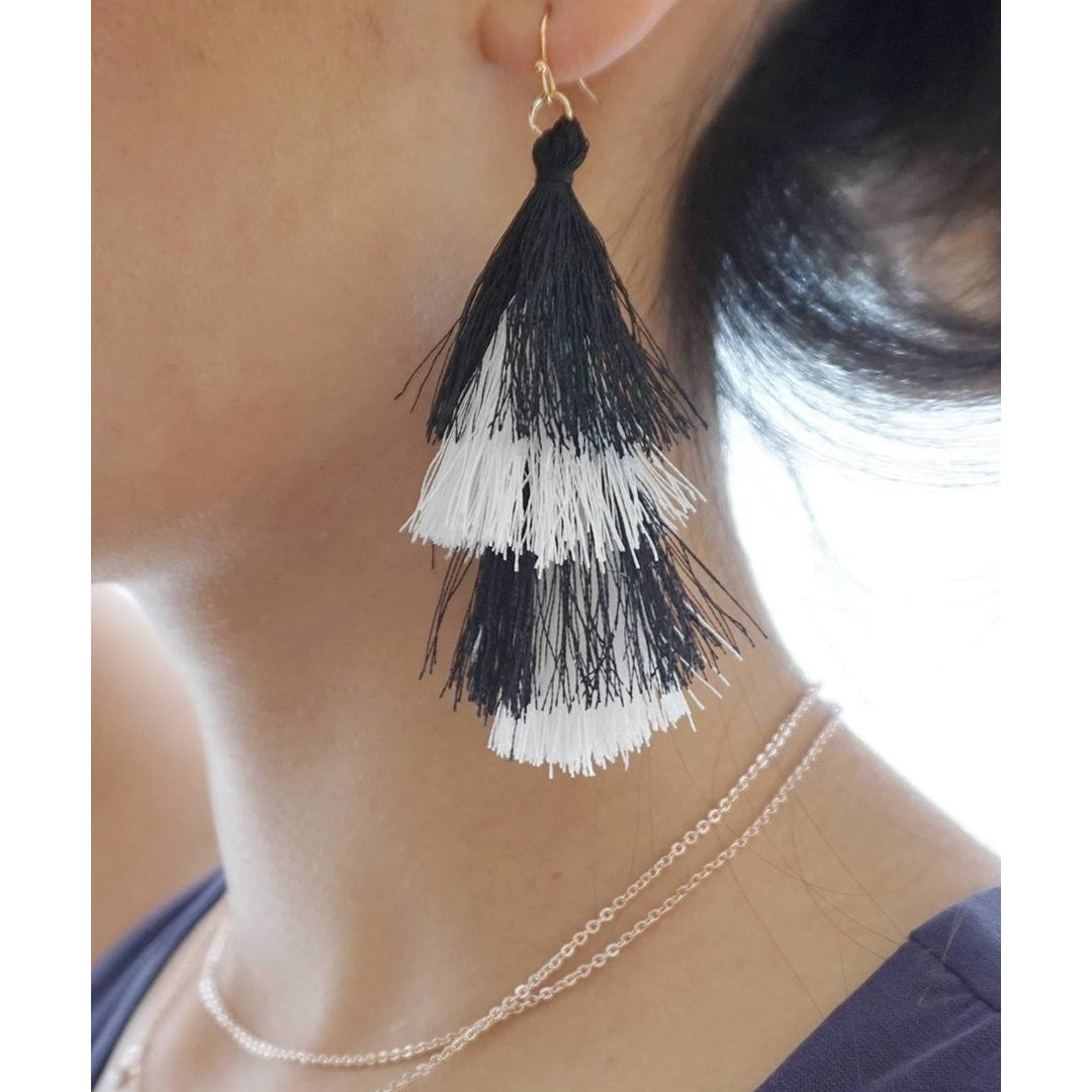 Tiered Tassel Earrings Image 4