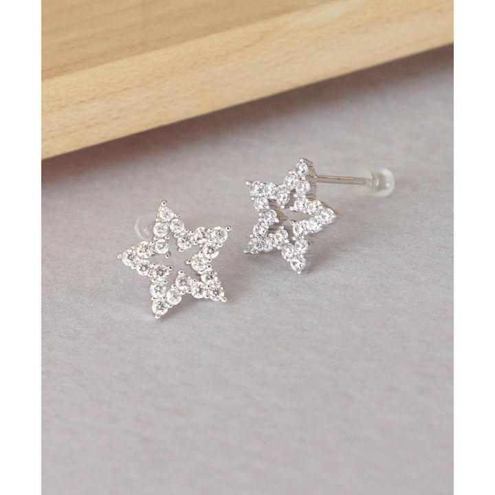 Shimmering Shooting Star Stud Earrings Silver Plated Rhinestone Crystal Star Studs Christmas Gift Idea, Image 1