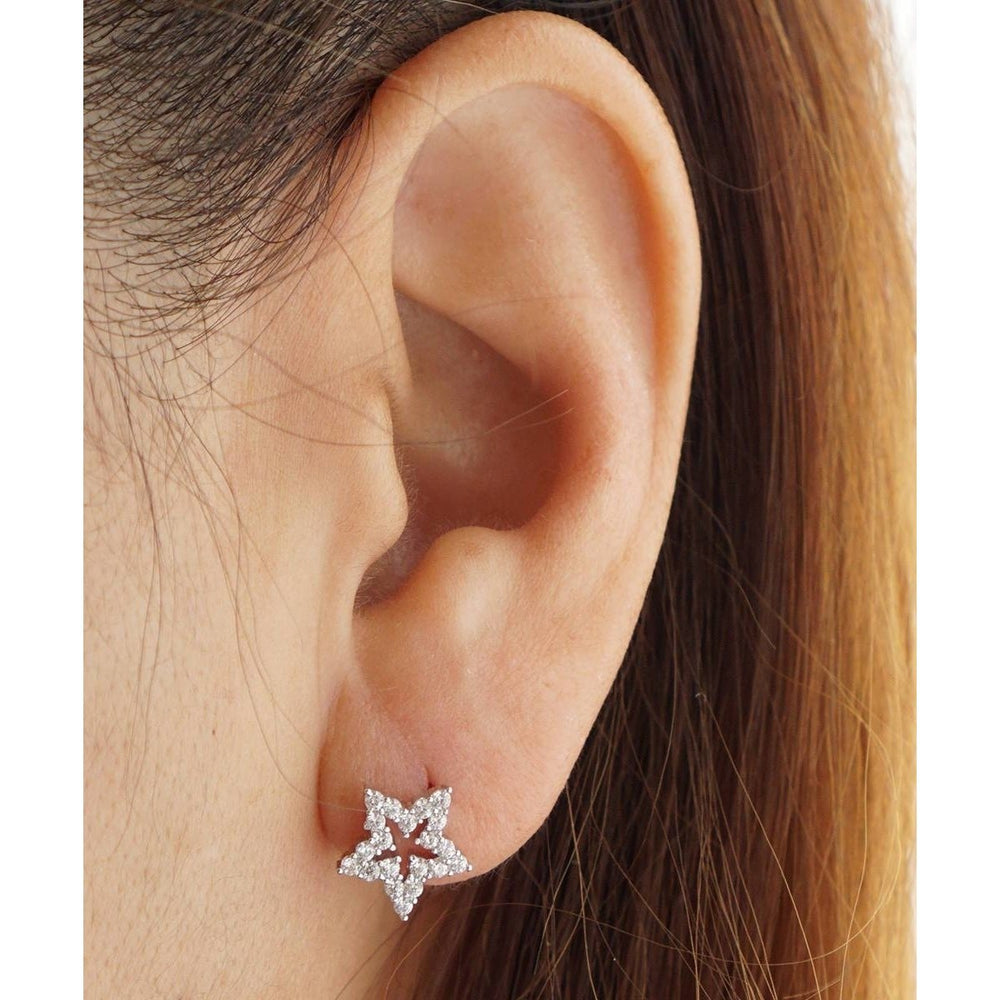 Shimmering Shooting Star Stud Earrings Silver Plated Rhinestone Crystal Star Studs Christmas Gift Idea, Image 2