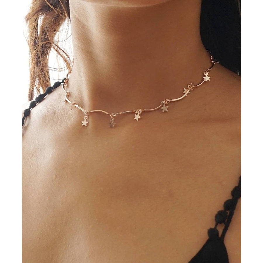 Star Choker Rose Gold Star Dangle Choker Dainty Star Choker Necklace Simple Star Choker Image 1