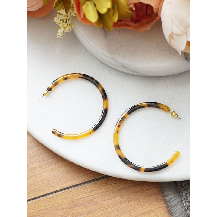 Tortoise Shell Hoop Earrings Image 1