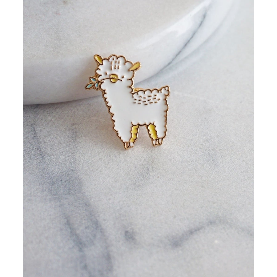 White Llama Pin Image 1